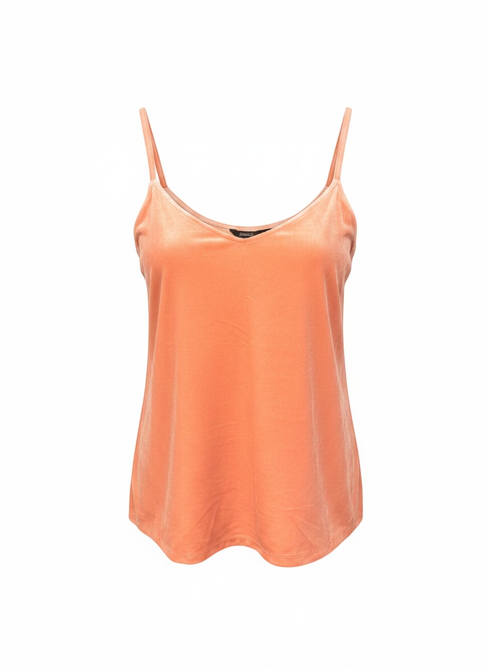 Peach Velvet Camisole Peach Adjustable Straps V-Neck - Small